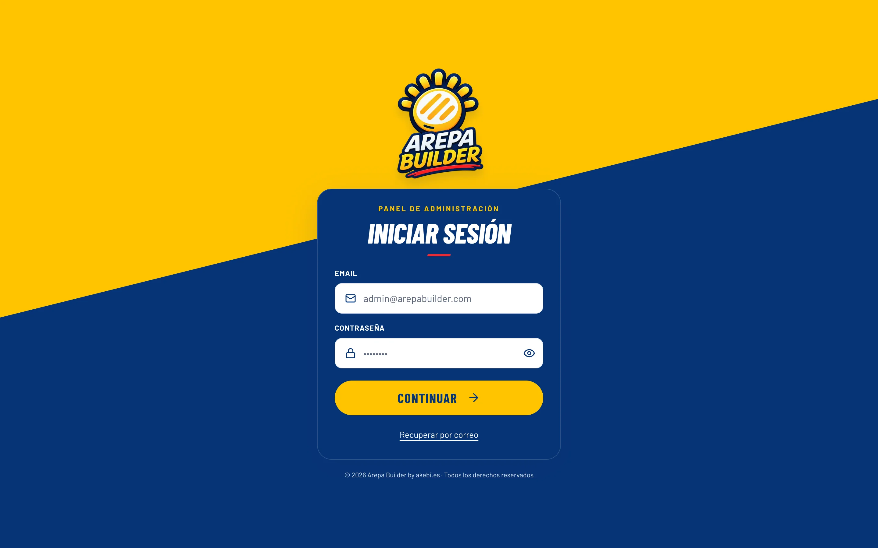 Login real del backend de Arepa Builder